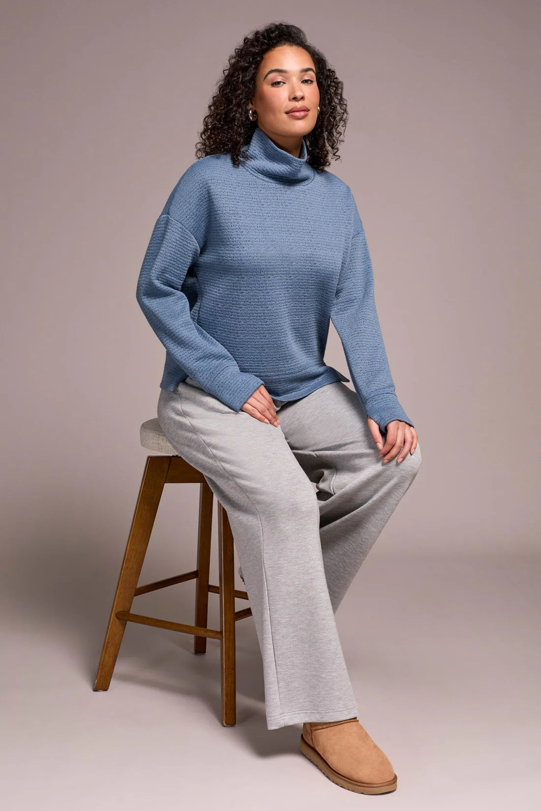 Funnel Neck Puckered Knit Top. Style TR2240O-8240