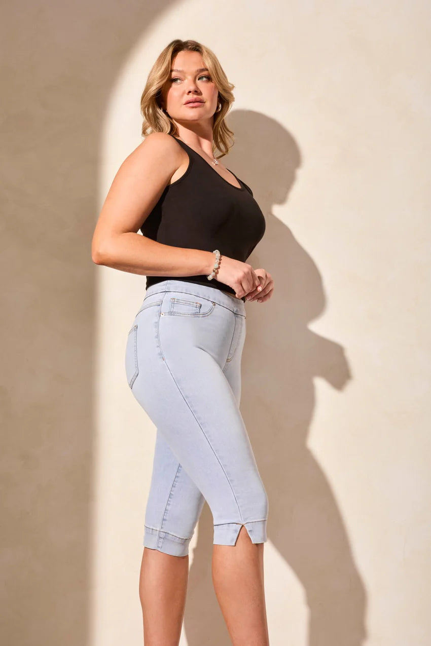 Audrey Pull On Stretch Denim Capris. Style TR7674O-2020