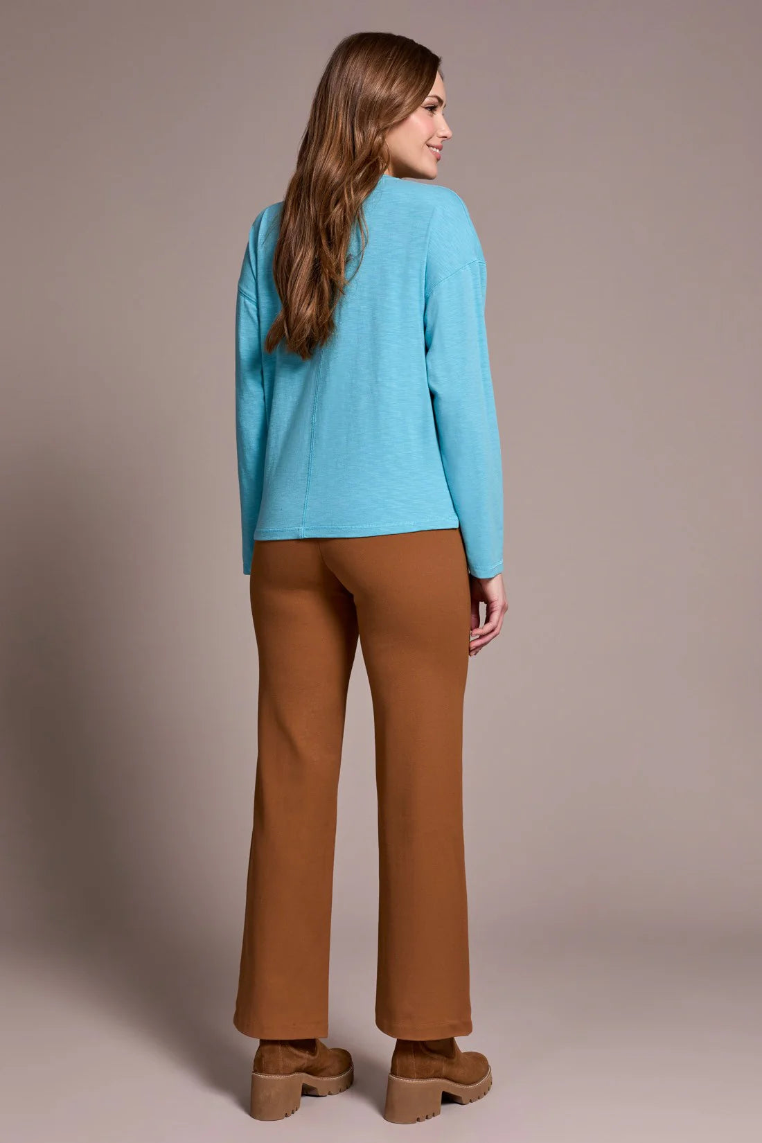 Slub Knit Flatlock V-Neck Top. Style TR2282O-8285