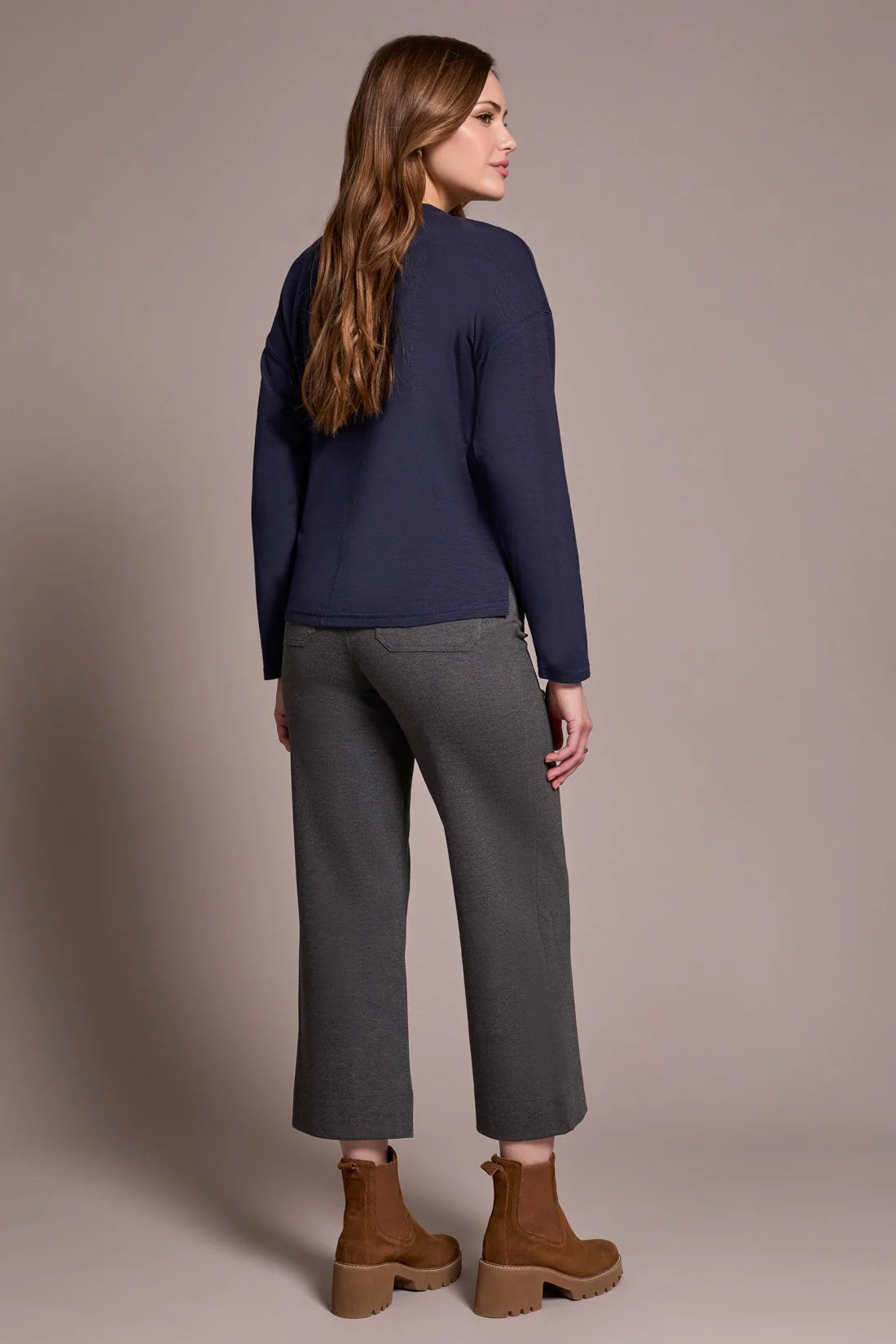 Slub Knit Flatlock V-Neck Top. Style TR2282O-8285