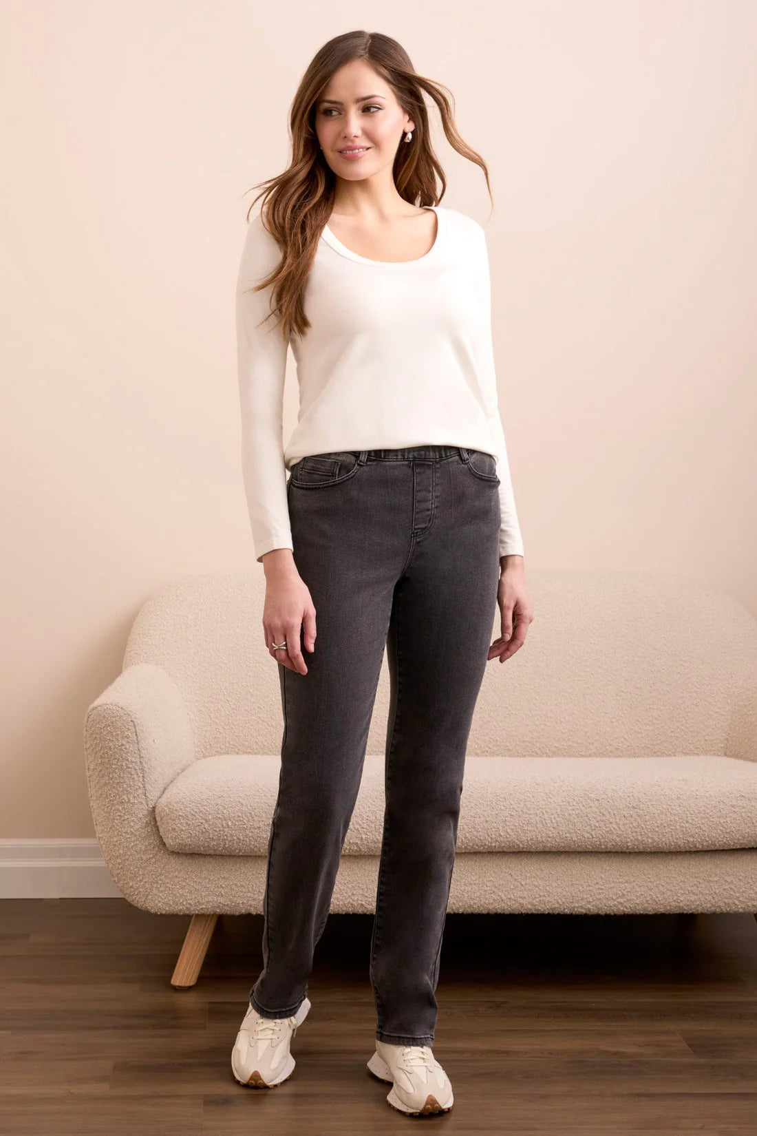 Sophia Pull-On Straight Leg Elastic Waist Jean. Style TR5859O-5100