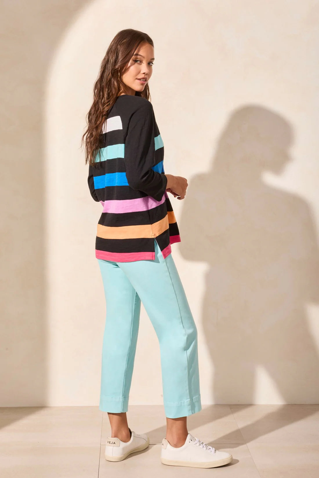 Striped Raglan Sleeve Crew Neck Top. Style TR2144O-3704