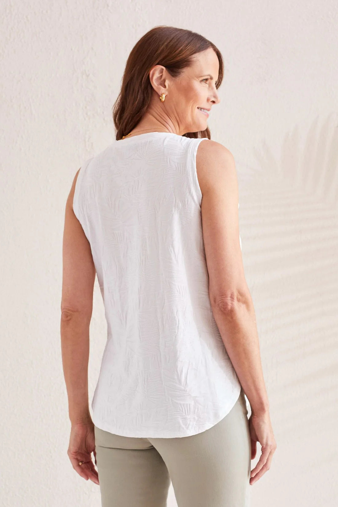 Tonal Printed Round Hem Tank. Style TR1810O-3936