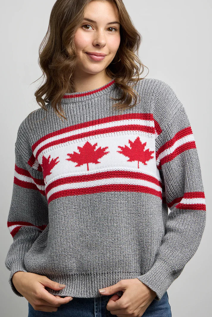 Triple Maple Leaf Knit Sweater. Style CKI5201