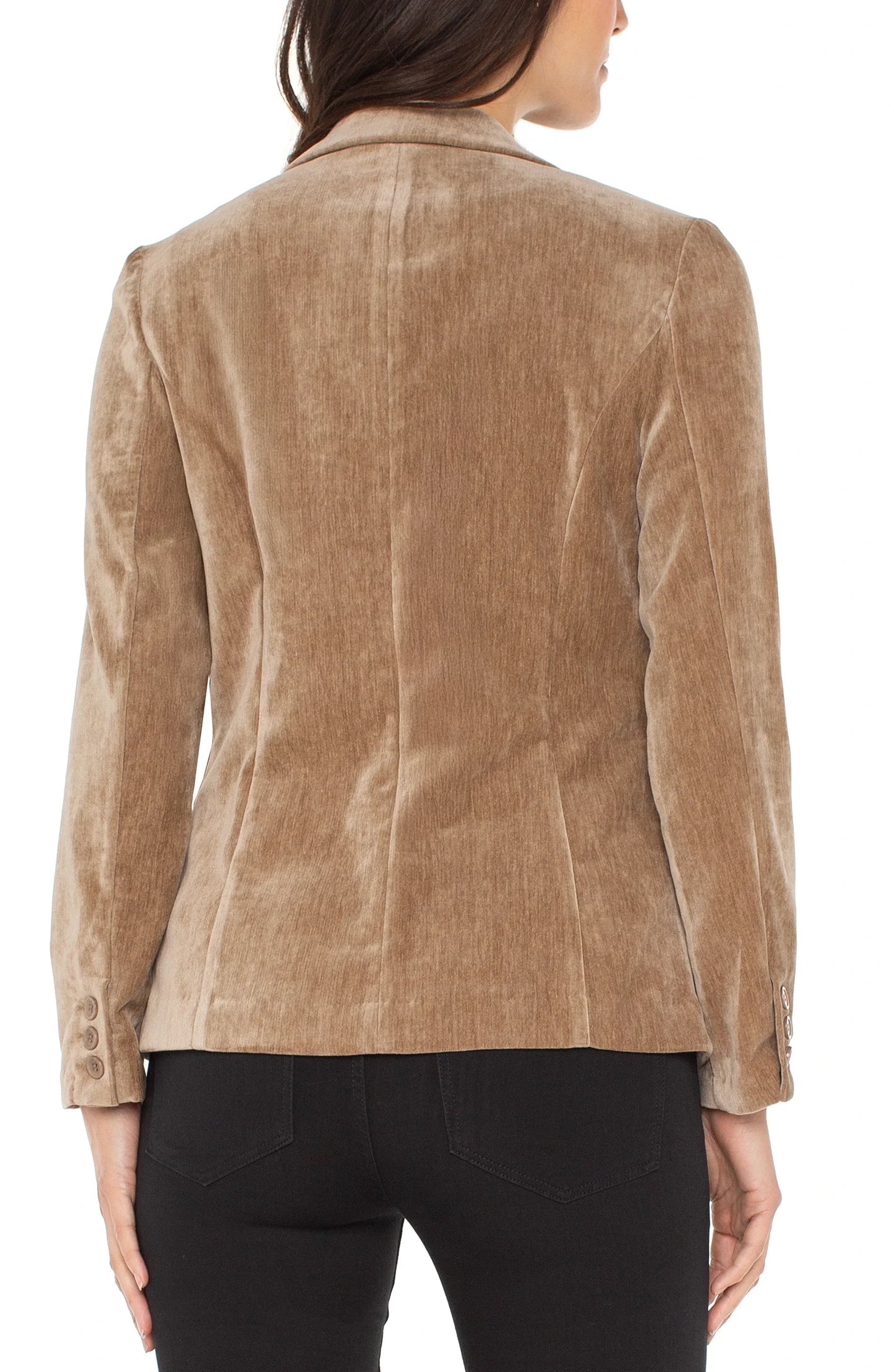 Open Front Velvet Blazer. Style LVLM1601UC1