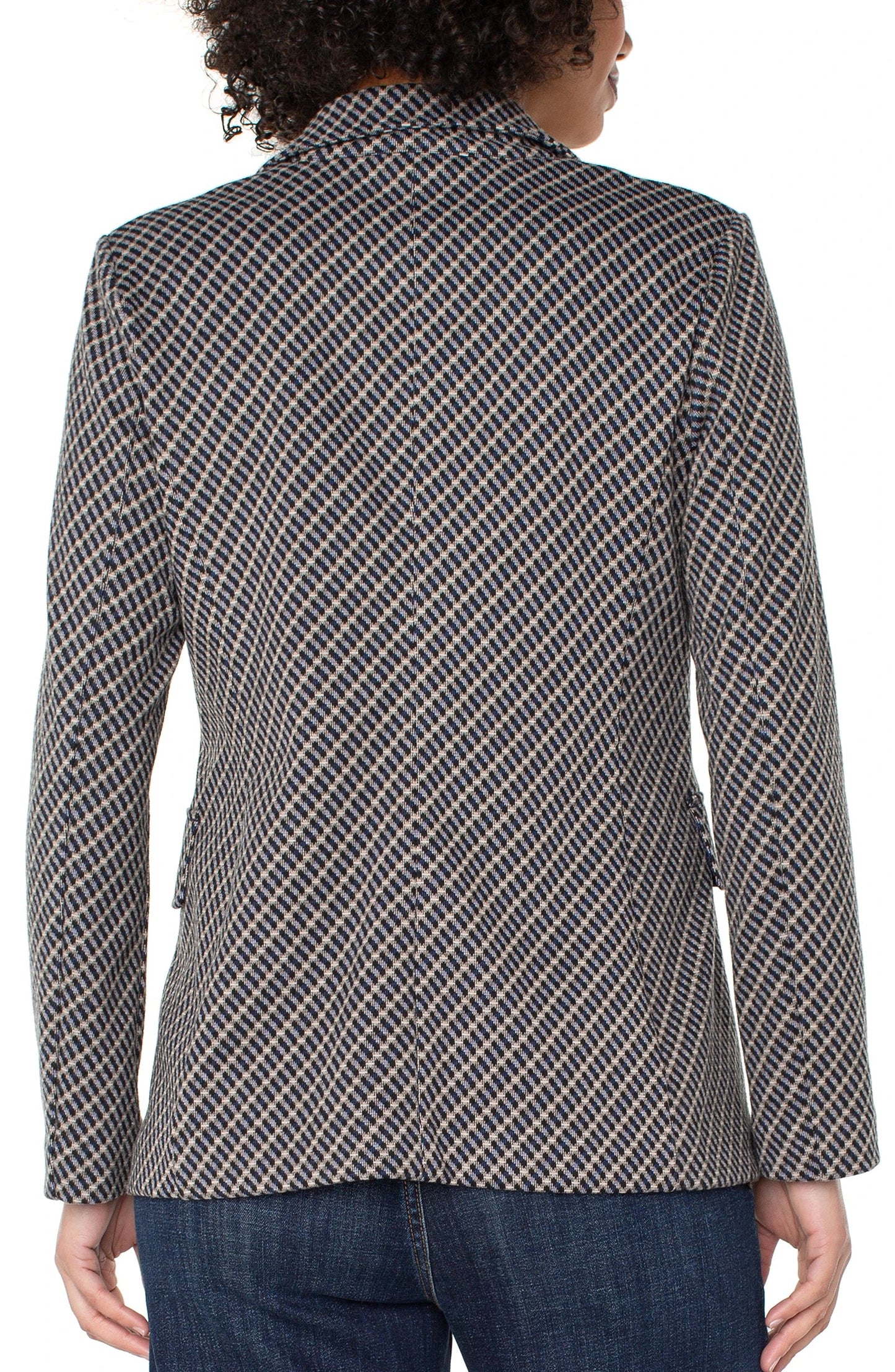 Faux Double Breasted Pattern Blazer. Style LVLM1B42C81