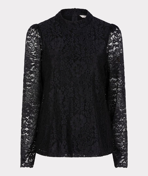 Lace Sleeve Mock Neck Top. Style ESQW2308705