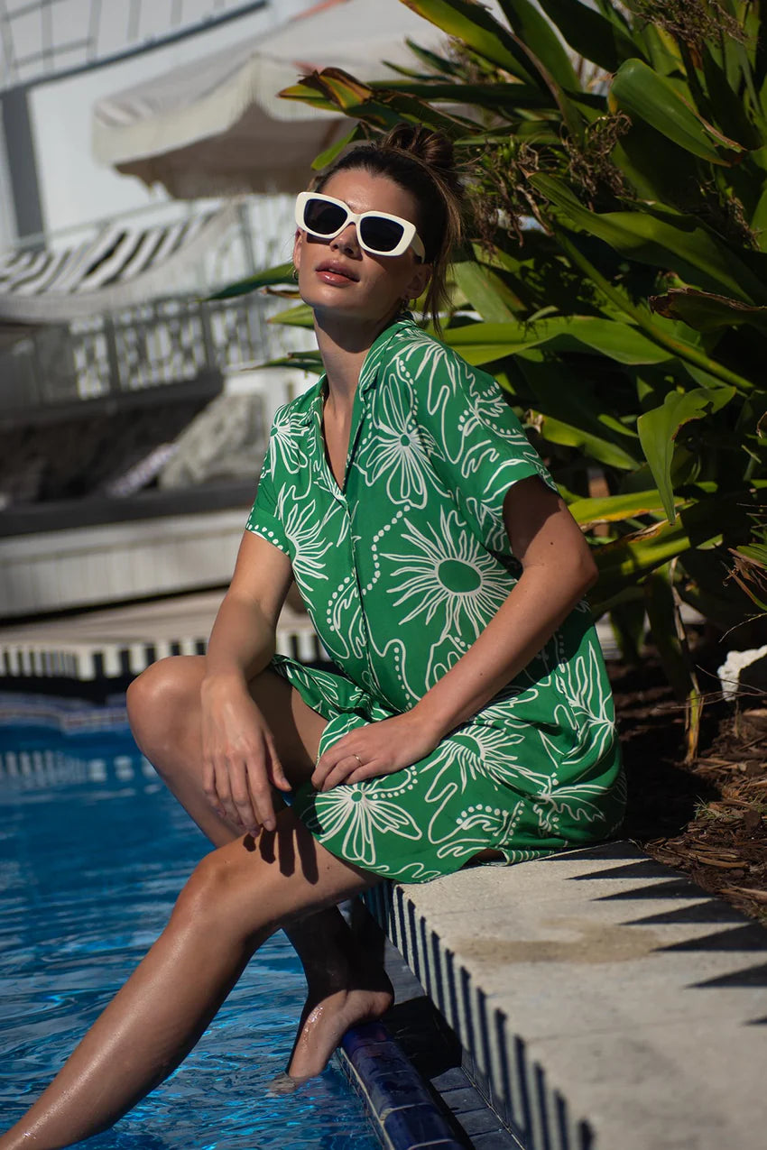 Printed Oversized Shirt Dress. Style TR7013XX-388