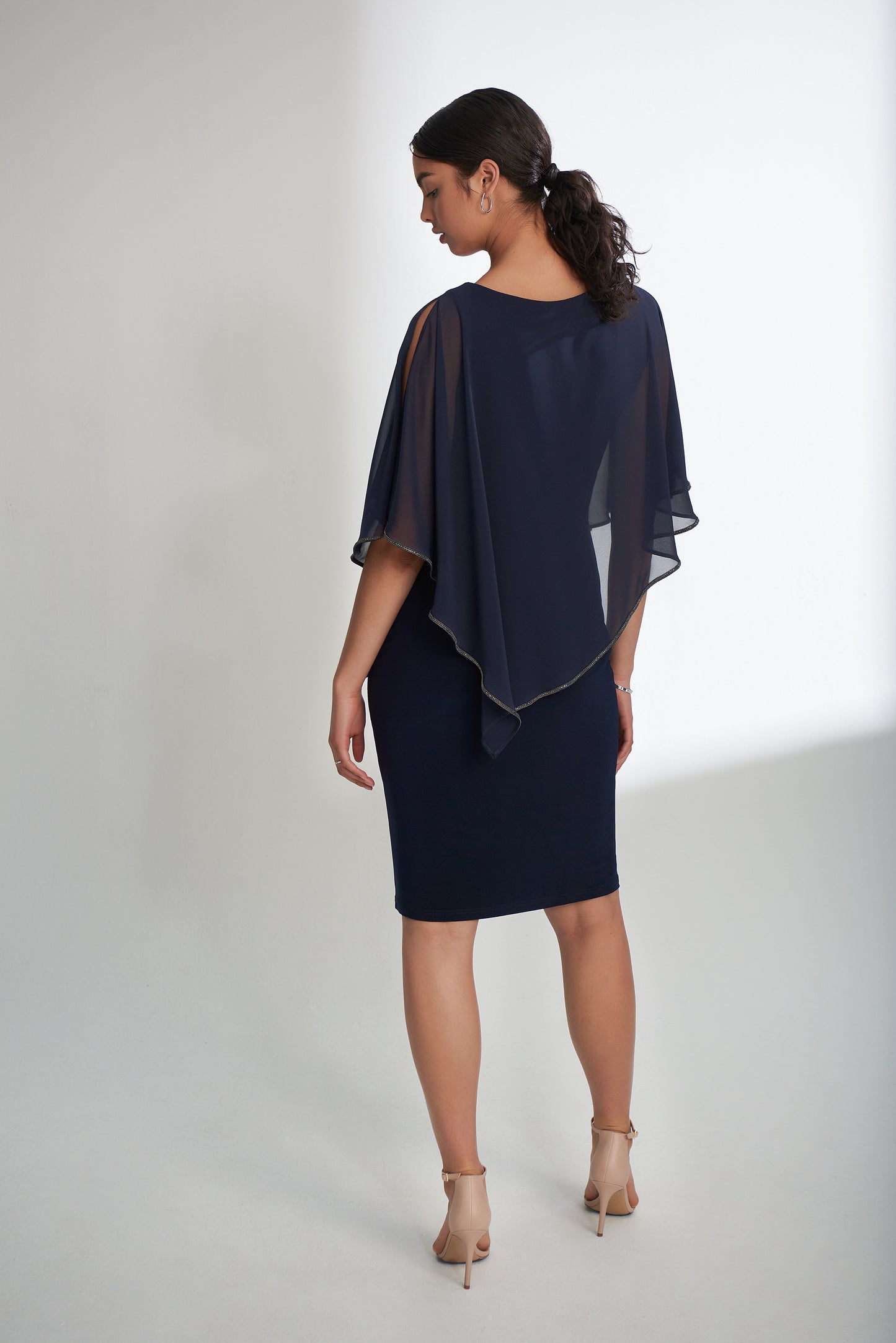 Sheer Cape Layered Dress in Multiple Colours. Style JR221062