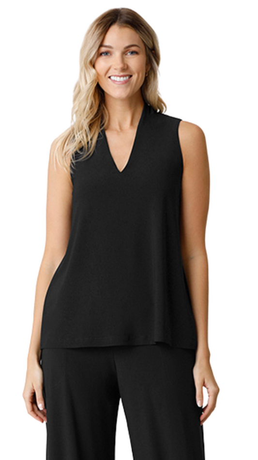 Deep V Trapeze Black Tank. Style SI21191BLK