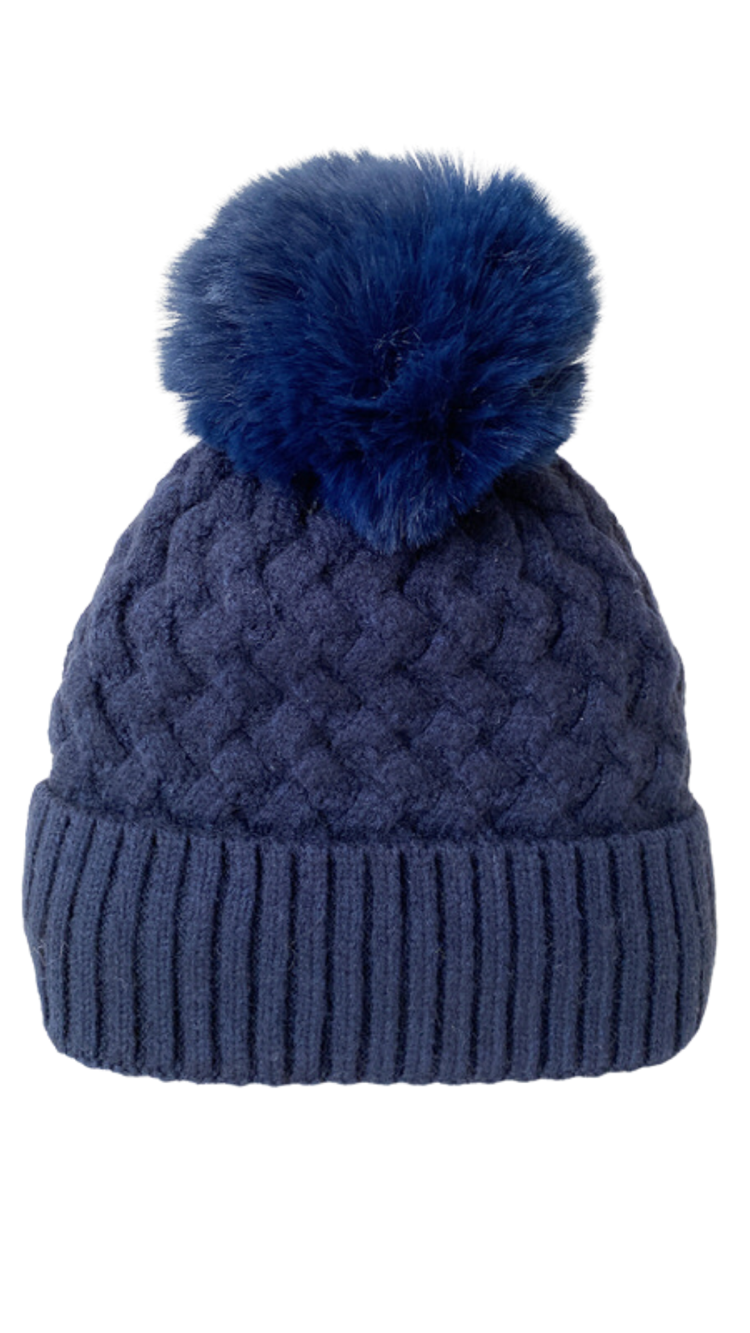 Navy Cable Knit Fleece Lined Toque. Style CARA8001-NAV