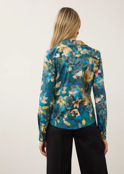Floral Print Collared Button Front Top. Style FD7902623