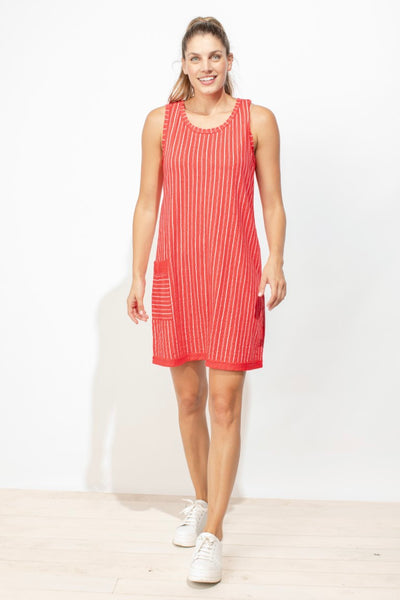Striped Single Pocket Sleeveless Dress. Style ESC82517