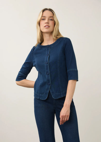 Lightweight Button Front Denim Look Jacket. Style FD7023131