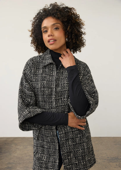 Tweed Poncho Style 3/4 Sleeve Jacket. Style FD11107918
