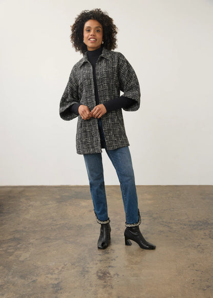 Tweed Poncho Style 3/4 Sleeve Jacket. Style FD11107918