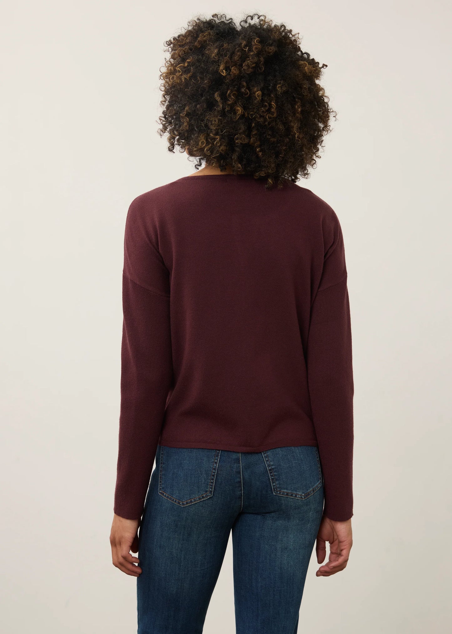Notch Neck Statement Buttons Ribbed Sleeve Sweater. Style FD1056212