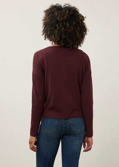 Notch Neck Statement Buttons Ribbed Sleeve Sweater. Style FD1056212