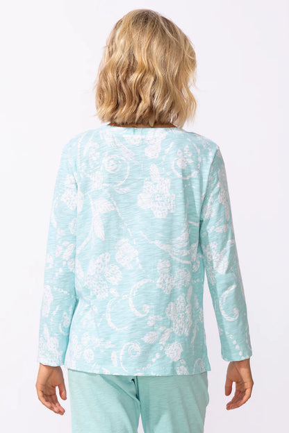 Printed V-Neck Long Sleeve Top. Style ESC11622