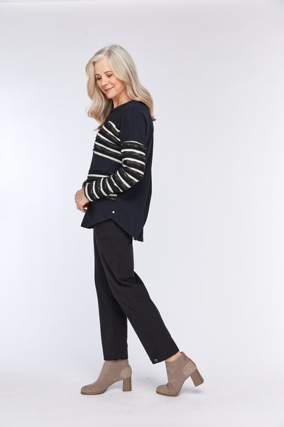 Day Dream Raw Edge Striped Top. Style NB12102