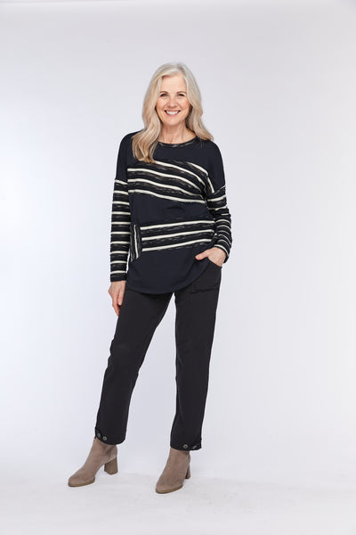 Day Dream Raw Edge Striped Top. Style NB12102