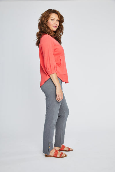 Elbow Sleeve Rounded Hem Top. Style NB12124