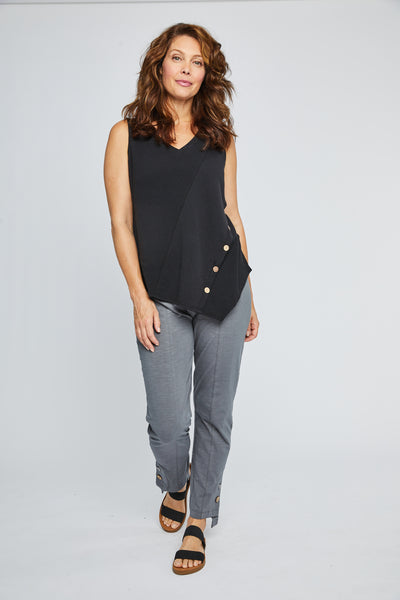 Diagonal Button Textured Fabric Top. Style NB12138