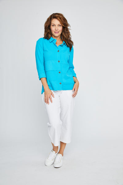 Fancy Button Raw Seam Detial Top. Style NB12140