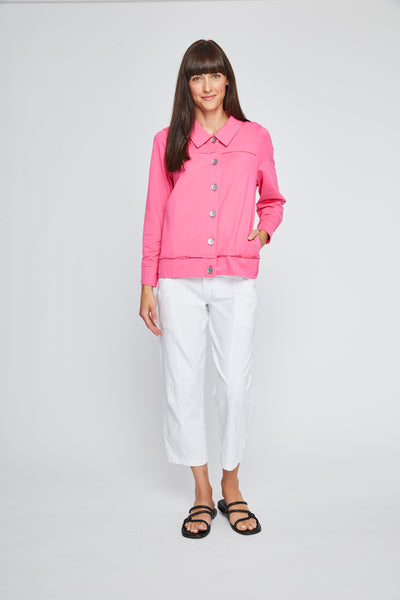 Button Front Raw Edge Seam Jacket. Style NB12174