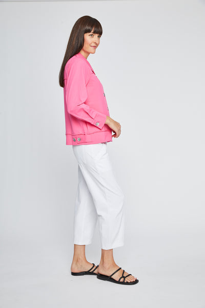 Button Front Raw Edge Seam Jacket. Style NB12174