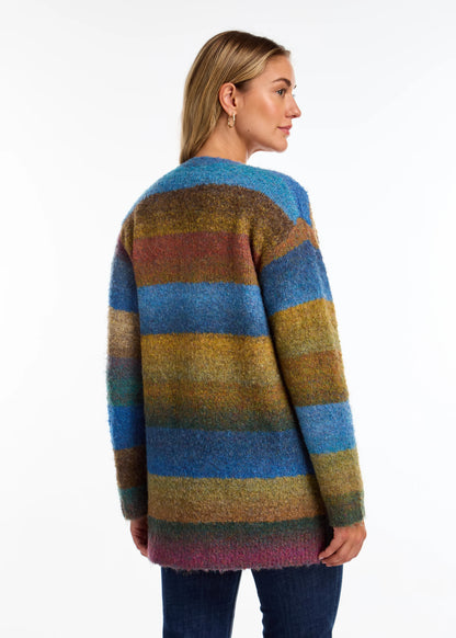 Soft Knit Striped Spacedye Cardigan. Style FD1277104