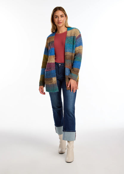 Soft Knit Striped Spacedye Cardigan. Style FD1277104