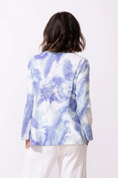 Long Sleeve Marble Print Lightweight Top. Style ESC13525