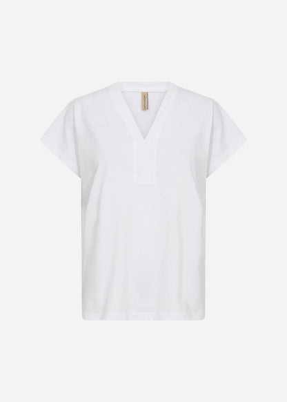 Stitching Detail V-Neckline Short Sleeve Cotton Top. Style SOYA27476