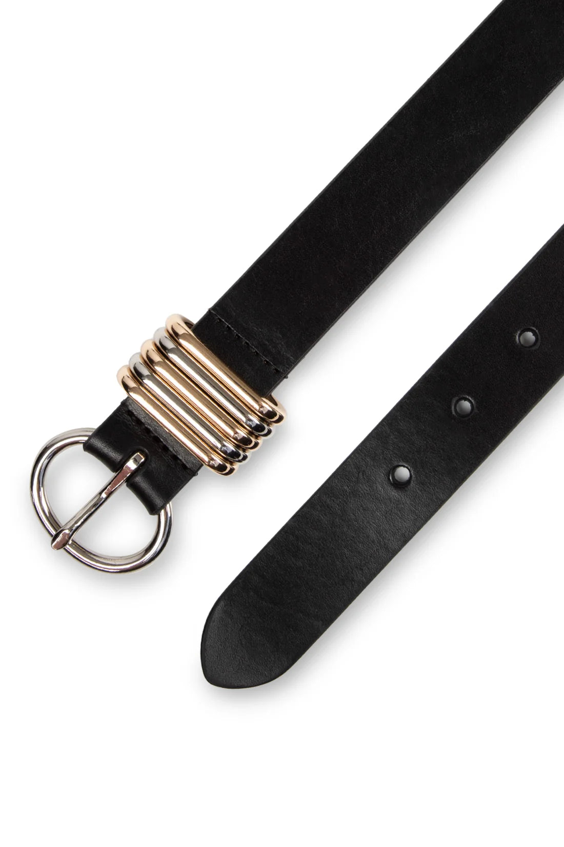 Gold & Nickel Loop Buckle Leather Belt. Style TR13T1010001