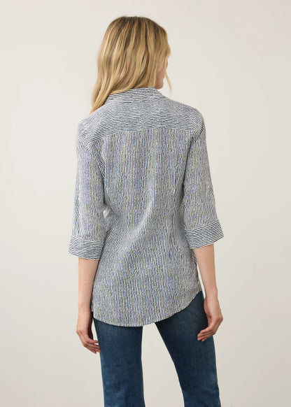 Long Sleeve Stripe Button Front Tunic. Style FD7386397