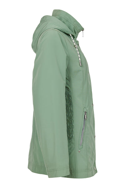 Side Gather Detachable Hood Spring Jacket. Style FR820