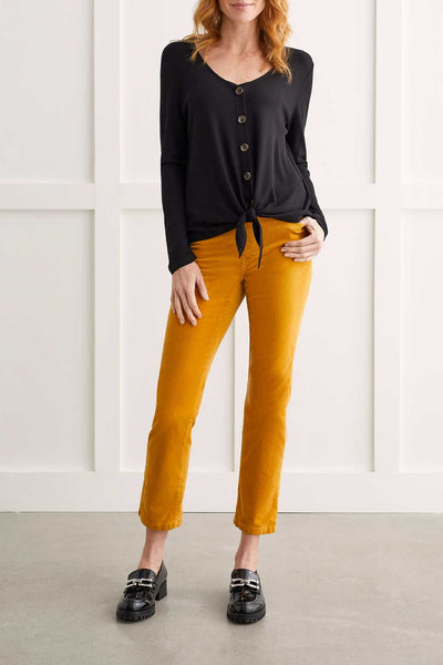 Stretch Knit Button & Tie Front Top. Style TR1435O-3783