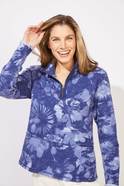 1/4 Zip Front Abstract Print Pull-Over. Style ESC14751