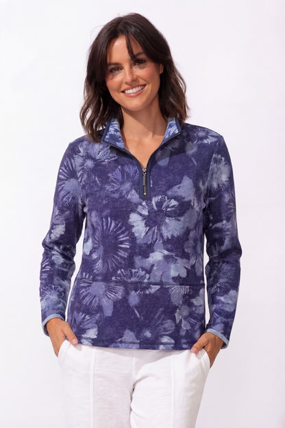1/4 Zip Front Abstract Print Pull-Over. Style ESC14751
