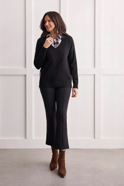 V-Neck Side Zip Sweater in Multiple Solid Colours. Style TR1495O-576