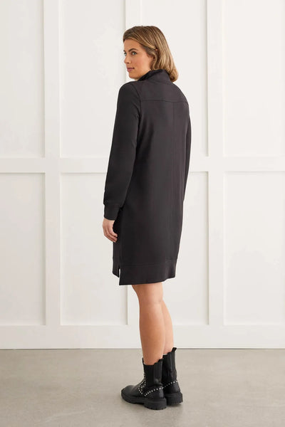 Sustainable French Terry Dress in Black or Marigold. Style TR1548O-4614