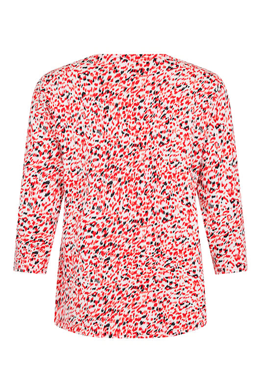 Cross Over V-Neck 3/4 Sleeve Abstract Print Top. Style SUN6121