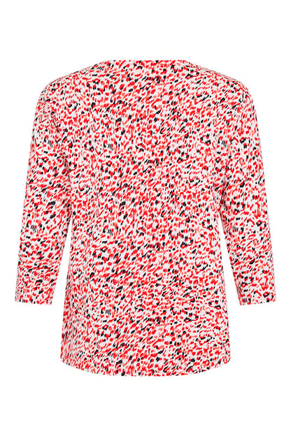 Cross Over V-Neck 3/4 Sleeve Abstract Print Top. Style SUN6121