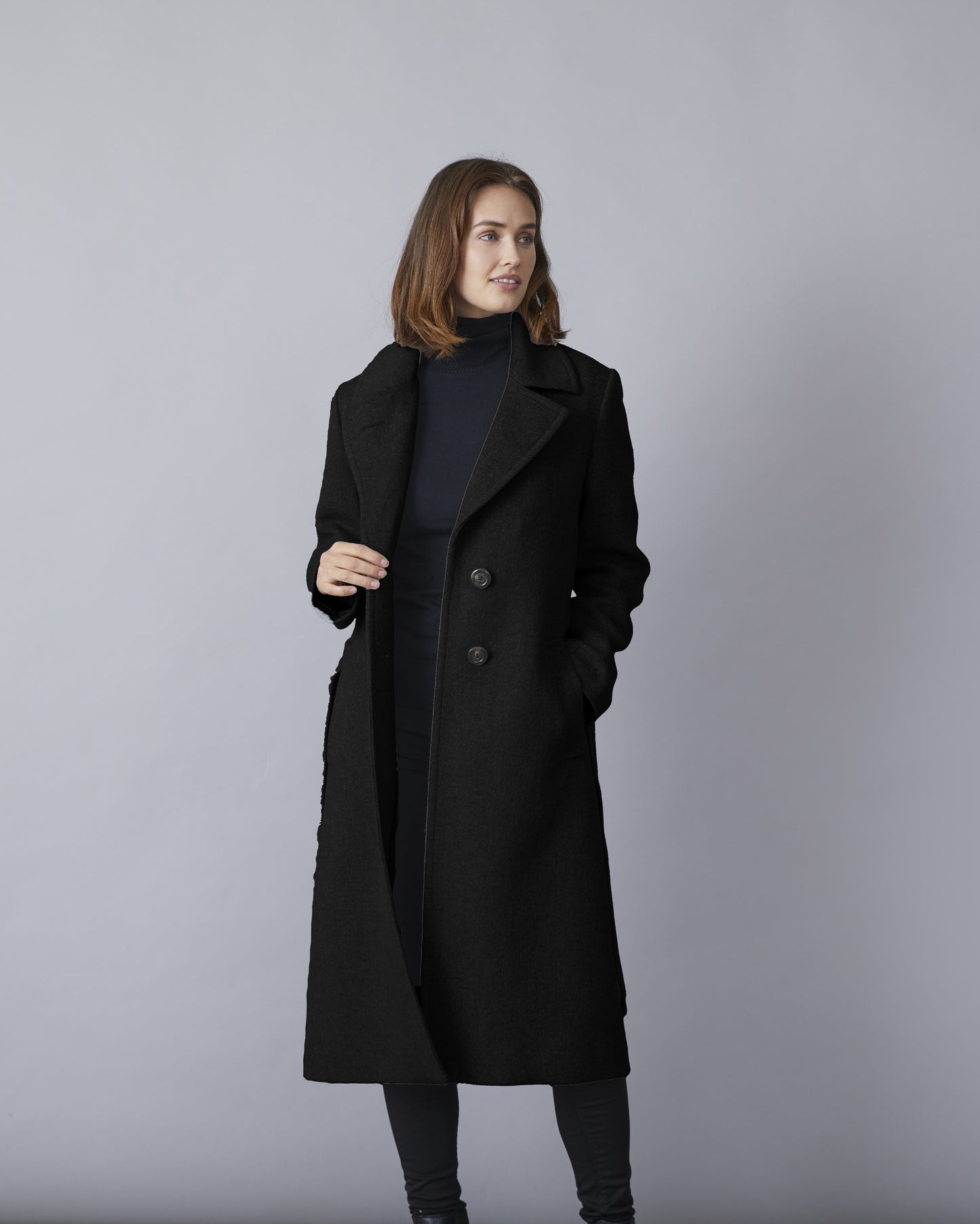 Kylie Notched Collar Wool Blend Coat. Style JUN1615