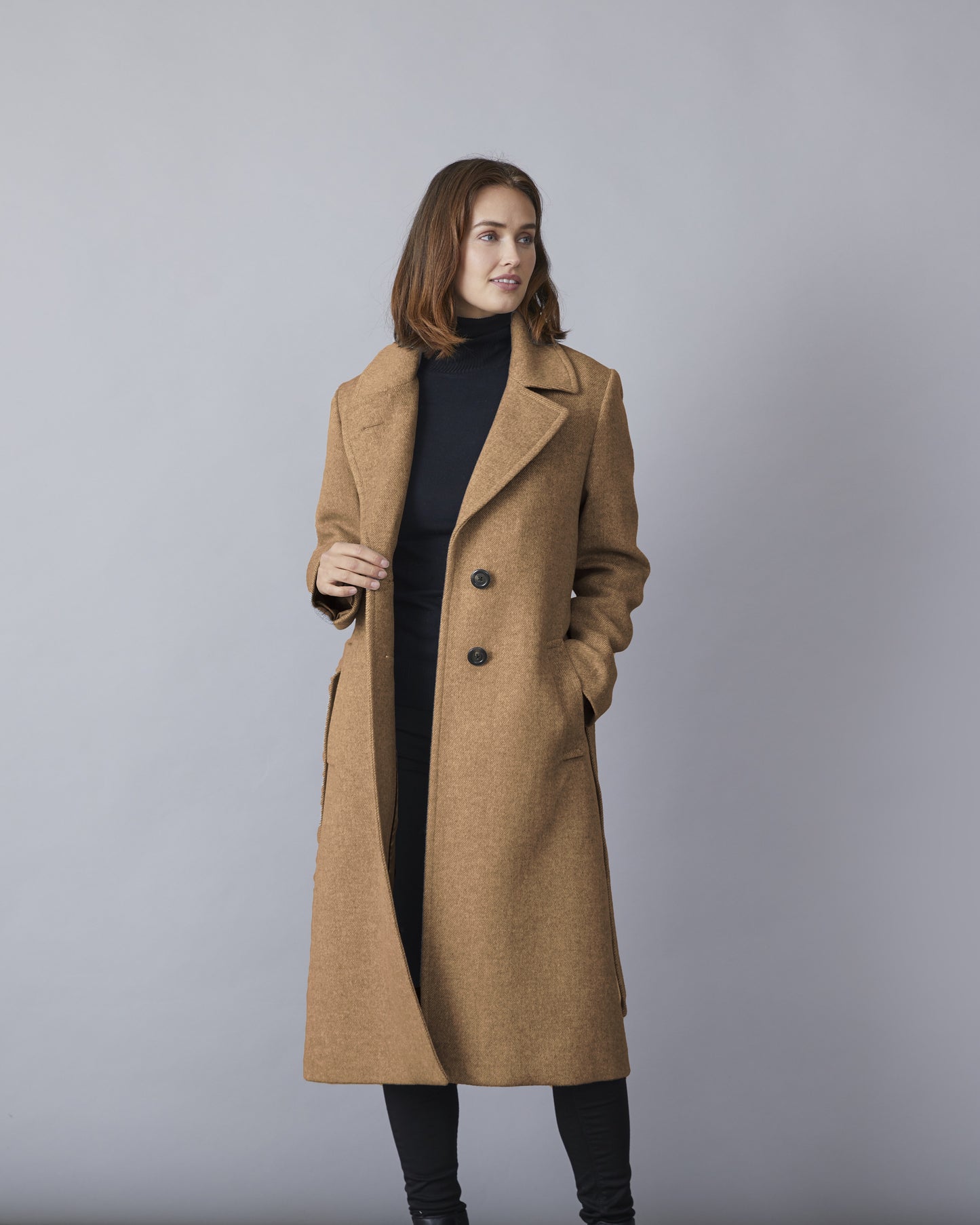 Kylie Notched Collar Wool Blend Coat. Style JUN1615