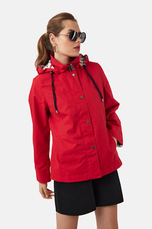Plaid Removable Hood Short Length Jacket. Style FR466