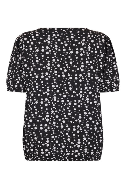 Short Sleeve Polka Dot Elastic Hem Top. Style SUN6235