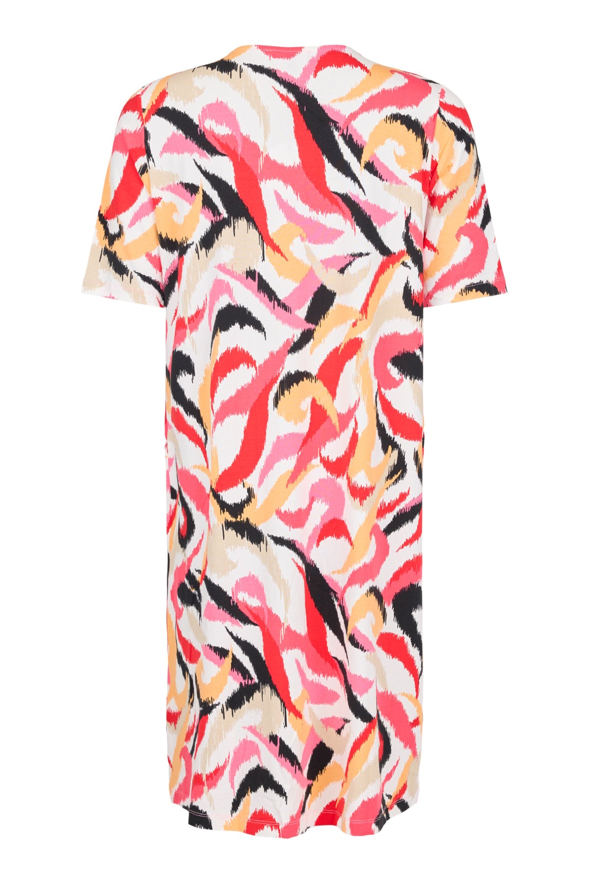 V-Neck & Pleat Abstract Print Short Sleeve Dress. Style SUN6237