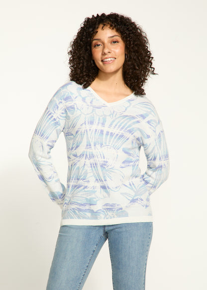 V-Neck Printed Sweater. Style FD1623764